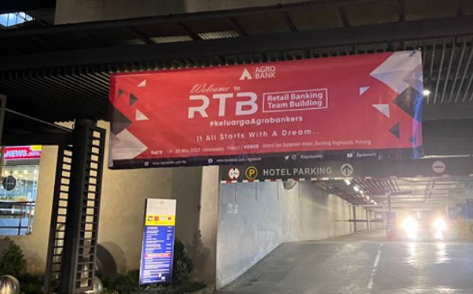 RTB Agrobank 2022 — branded RTB welcome signage at Grand Ion Hotel Genting Highland entrance
